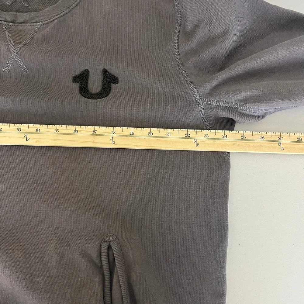 True Religion Mens Gray Horseshoe Logo Crewneck Sweatshirt 2XL Pullover